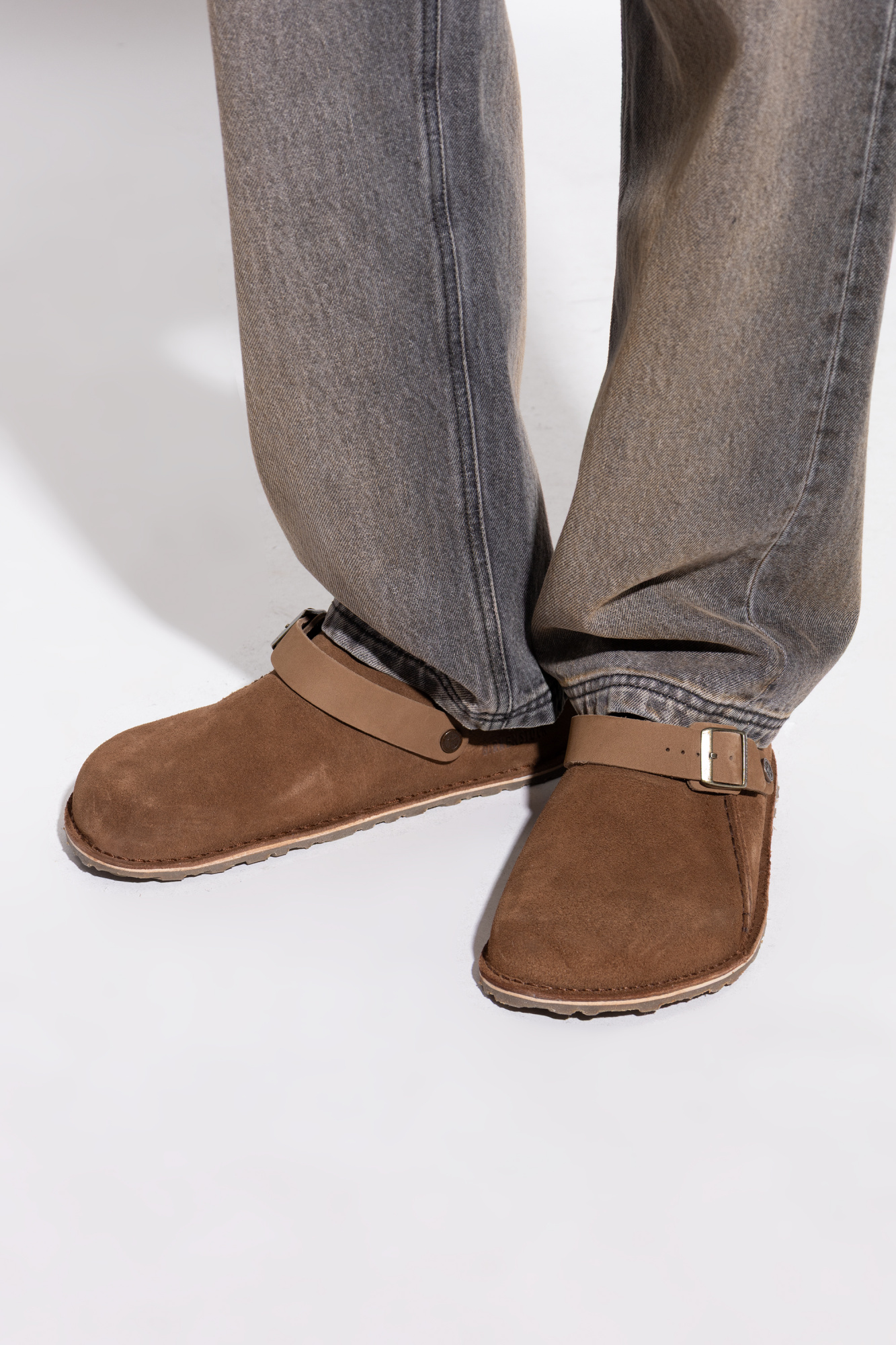 Brown 'Lutry Premium Suede' slides Birkenstock - Vitkac Canada